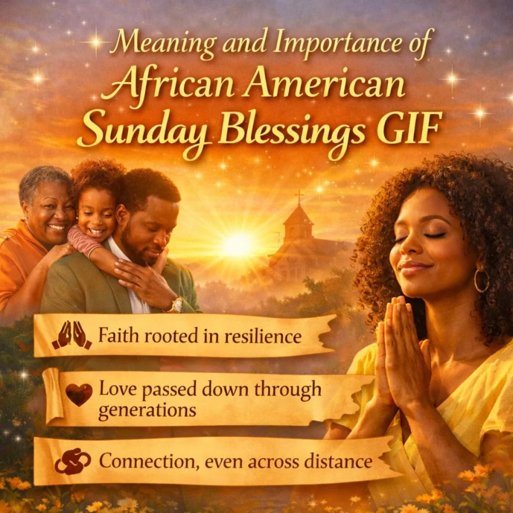 Meaning and importance of African American Sunday blessings GIF showing family, prayer, and spiritual connection at sunrise