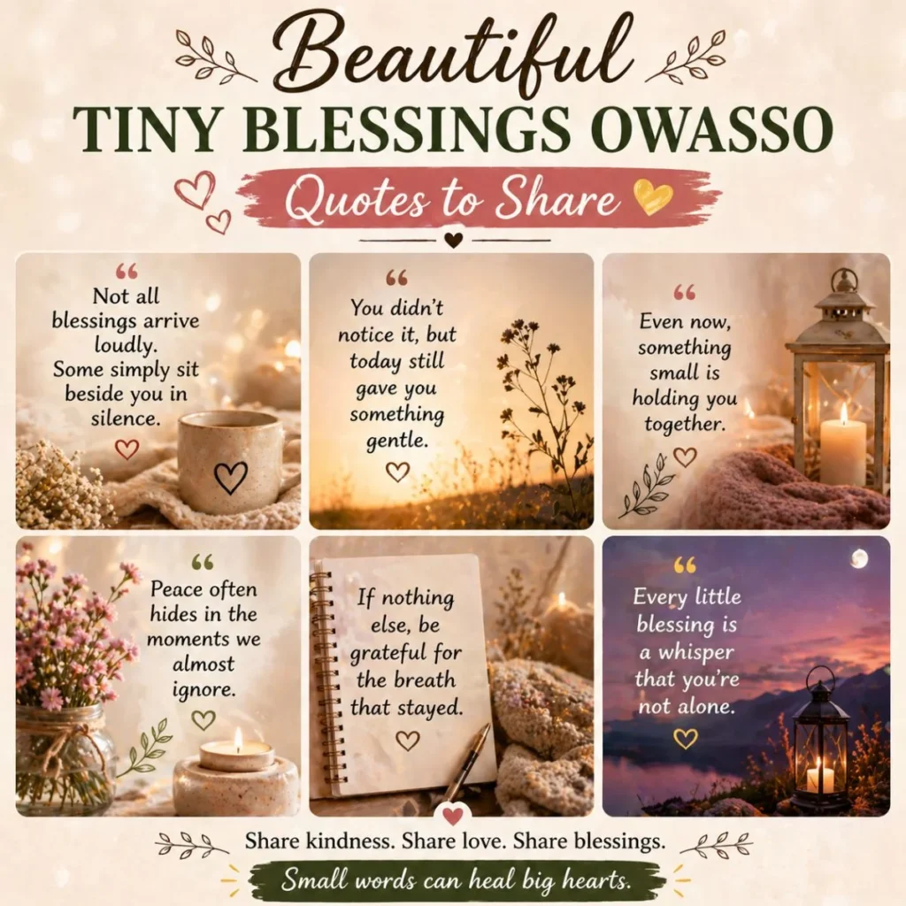 beautiful tiny blessings owasso quotes collage with cozy candles flowers and calming inspirational messages
