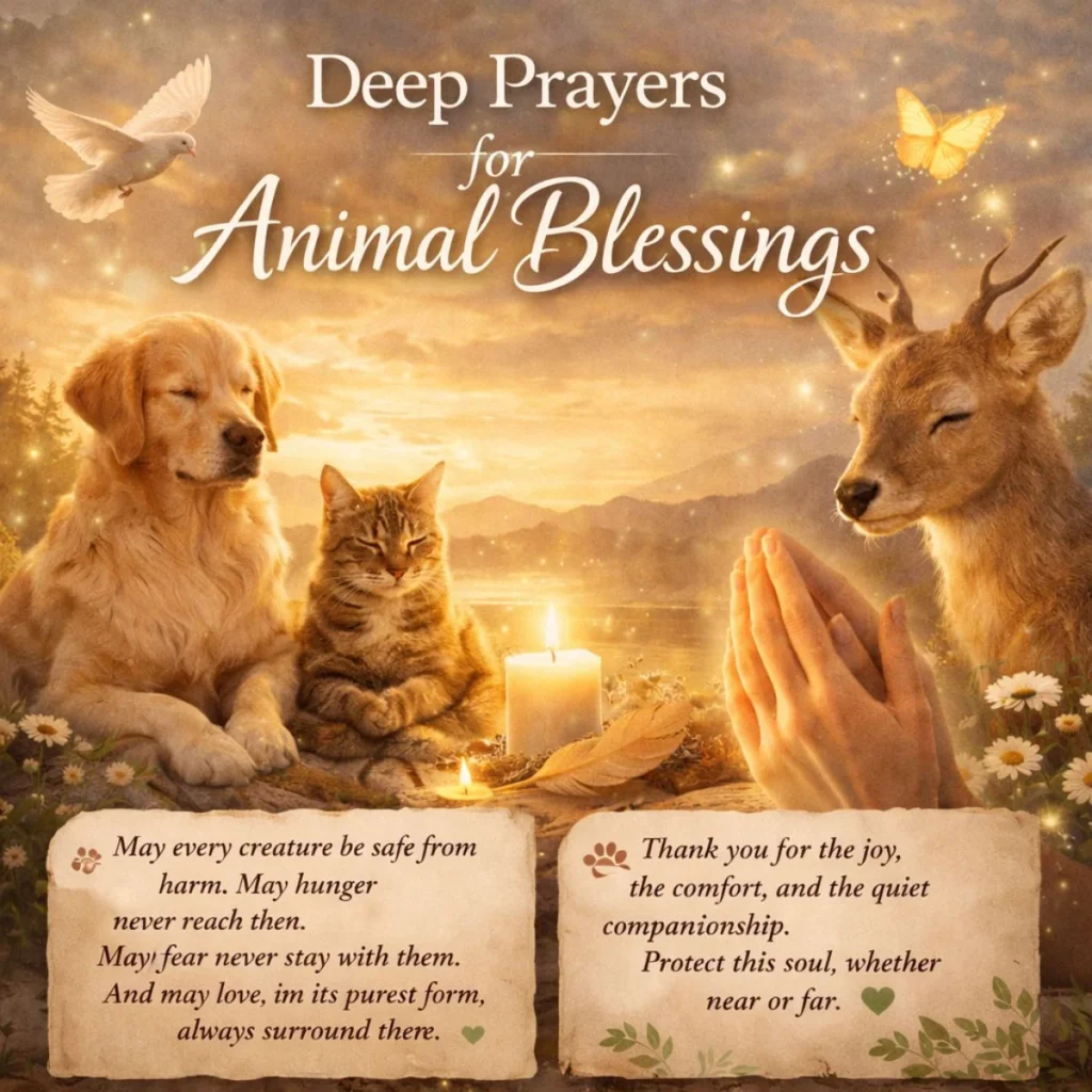 deep prayers for animal blessings with peaceful pet and spiritual light for healing and protection