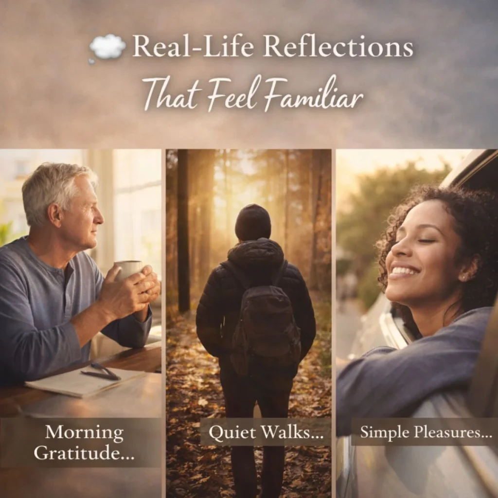 real life reflections morning gratitude quiet walks simple pleasures count your blessings meaning peaceful moments