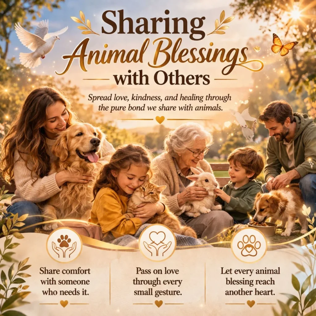 sharing animal blessings with others through kindness love and caring moments with pets and family