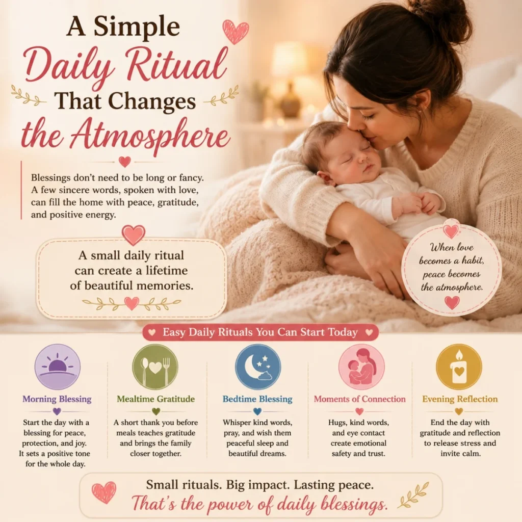 Parent whispering daily baby blessings during a peaceful bedtime ritual with newborn