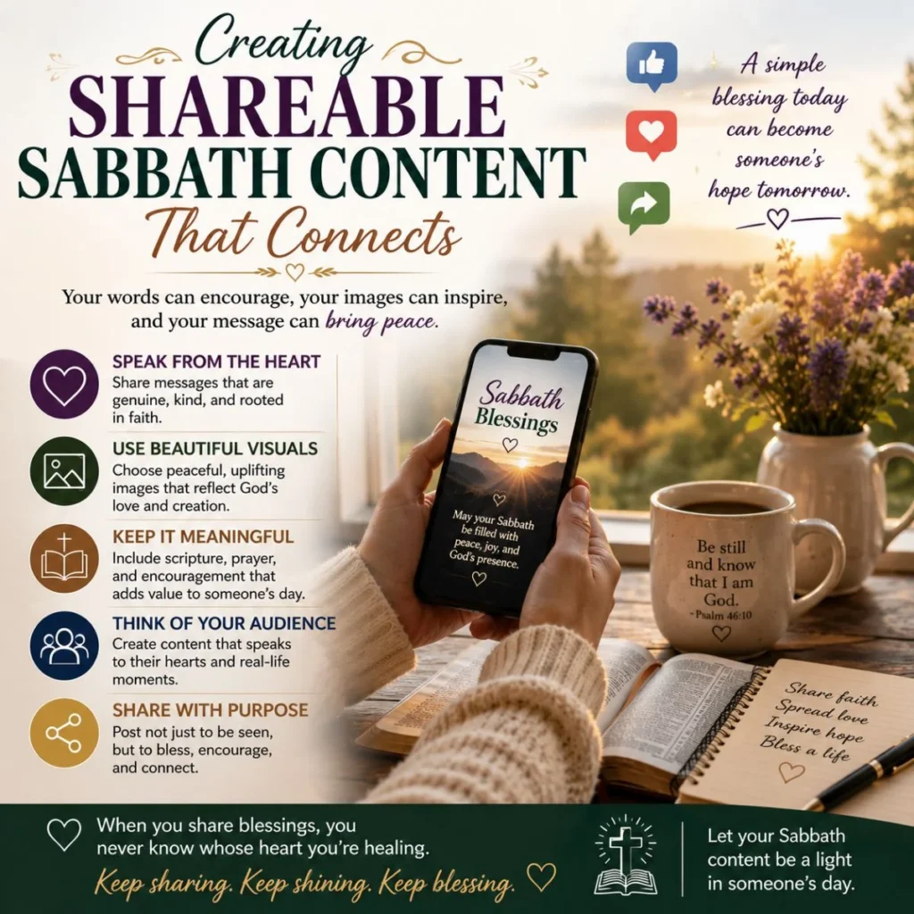 Creating shareable Sabbath content image with faith-inspired design, Bible, and uplifting messages of hope and peace