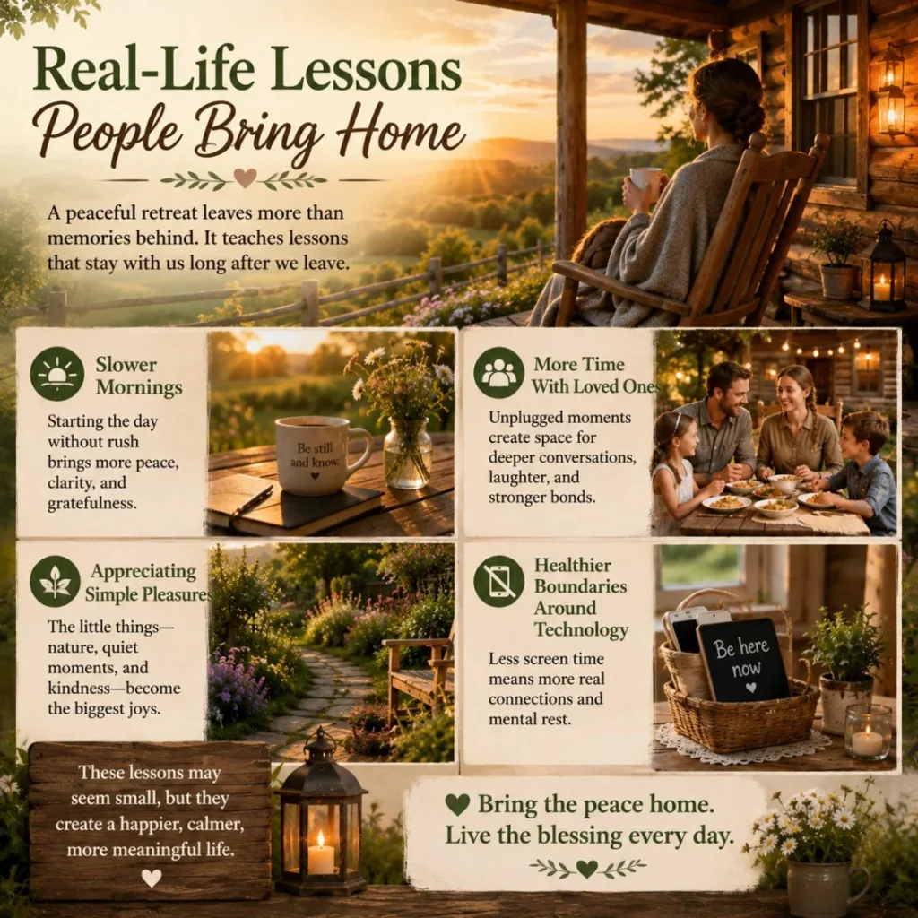 Real-life lessons from a peaceful cabin retreat, featuring family connection, gratitude, and simple living inspiration