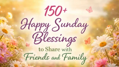 Happy Sunday blessings image with flowers and sunrise – 150+ Sunday blessings for friends and family