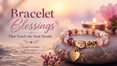 bracelet blessings with pink beads and gold charm symbolizing peace love hope and spiritual healing