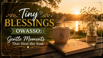 tiny blessings owasso peaceful lake sunrise with coffee cup and journal calming morning moment