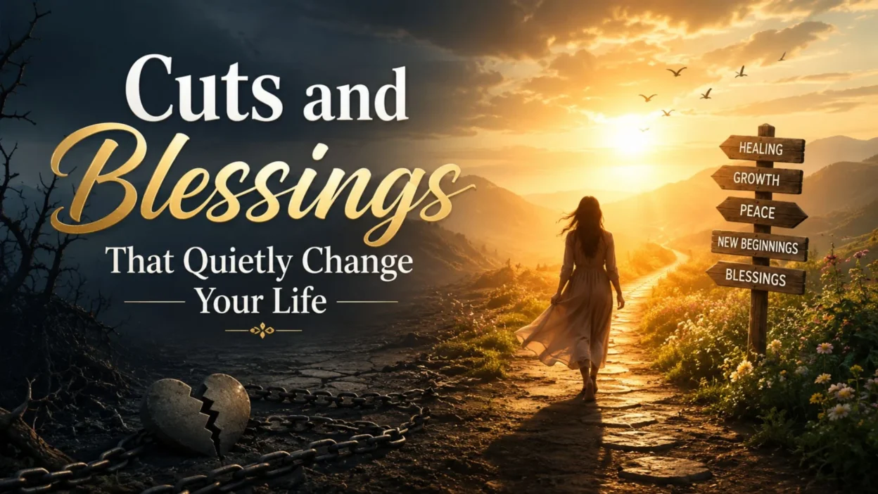 Woman walking toward sunlight symbolizing cuts and blessings, healing, peace, and emotional transformation