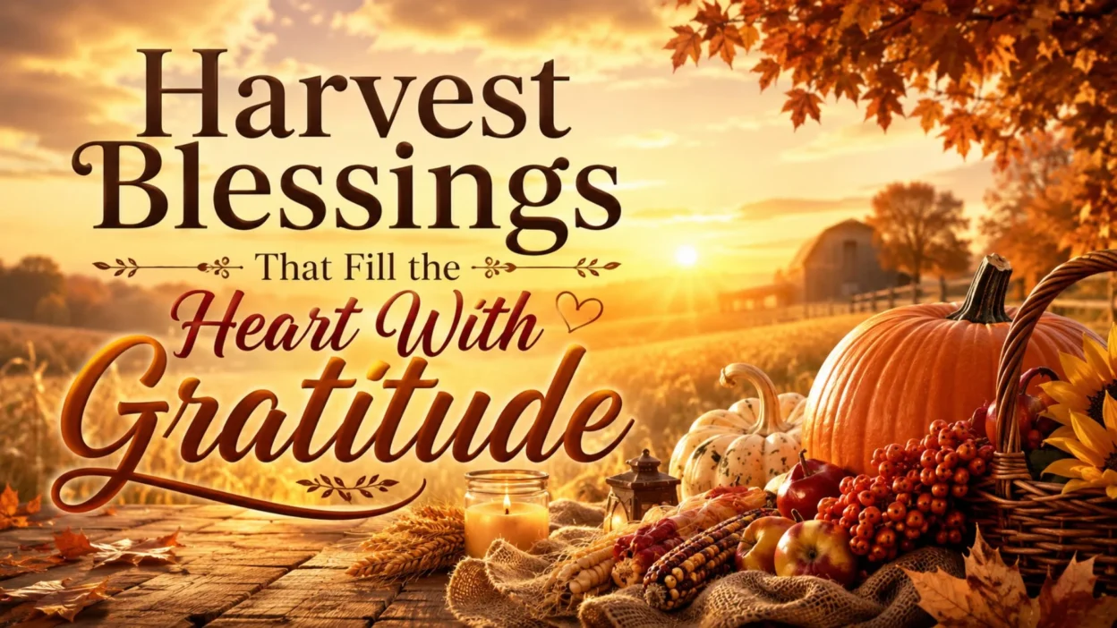 Golden autumn harvest field with warm sunlight symbolizing gratitude, peace, and heartfelt harvest blessings